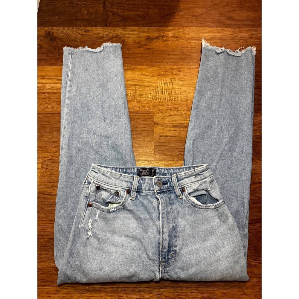 Abercrombie & Fitch 90s Natural Rise Ankle Straight Jeans Light Wash Blue 27/4R